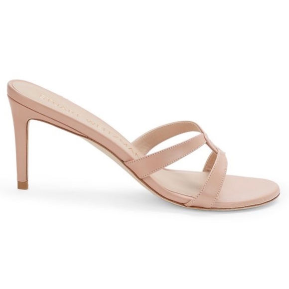 Stuart Weitzman Soiree Sleek 75 Sandal Stiletto Heel Poudre Leather Pumps 8.5 - Picture 2 of 16